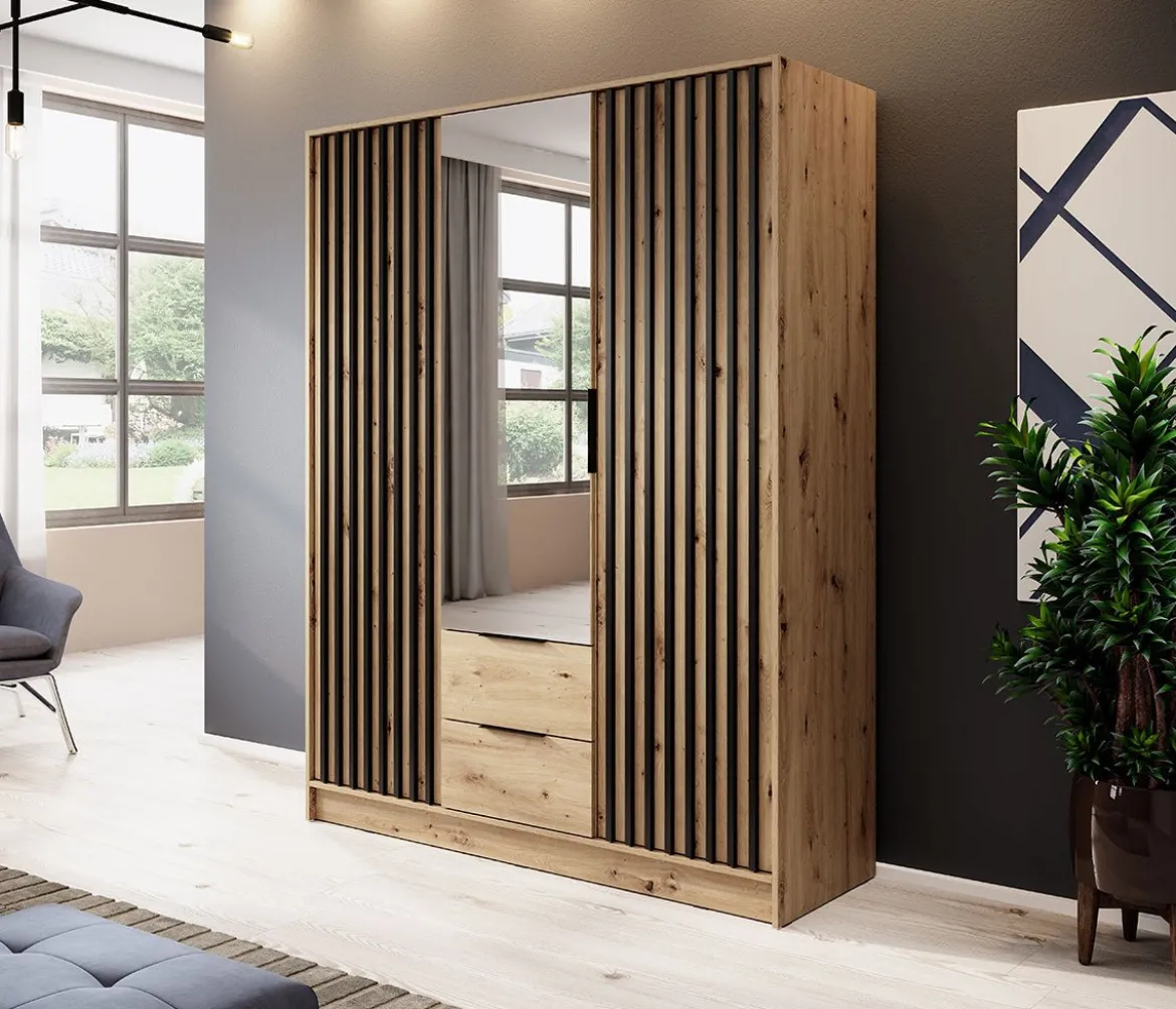 Designer Kleiderschrank Niro 155 cm – Moderne Wandpaneel-Optik mit Stil und Struktur