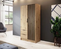 Designer Kleiderschrank Niro 105 cm – Moderne Wandpaneel-Optik mit Stil und Struktur