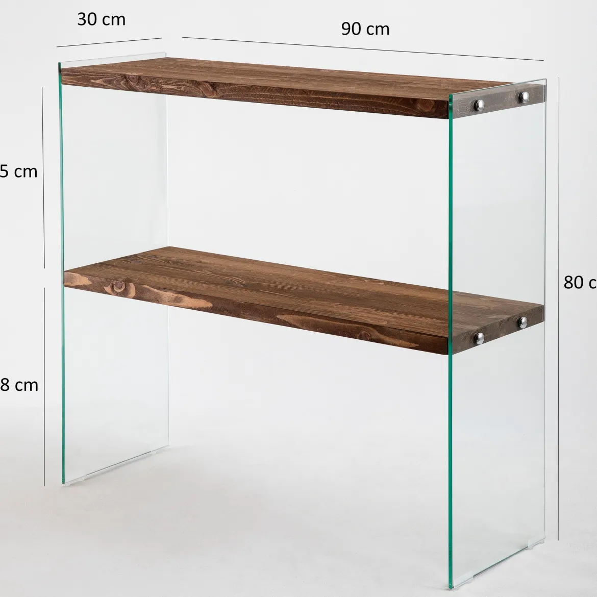 Designer Kommode Kirano - Glasgestell mit Kiefernholz