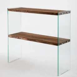 Designer Kommode Kirano - Glasgestell mit Kiefernholz