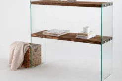 Designer Kommode Kirano - Glasgestell mit Kiefernholz