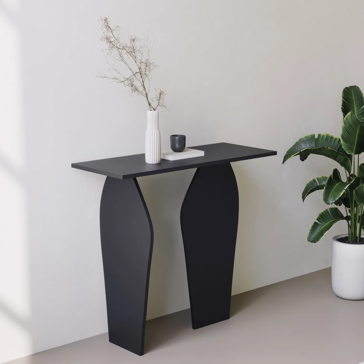 Designer Kommode Kivaro - aus schwarzem Holzwerkstoff mit PVC Kanten