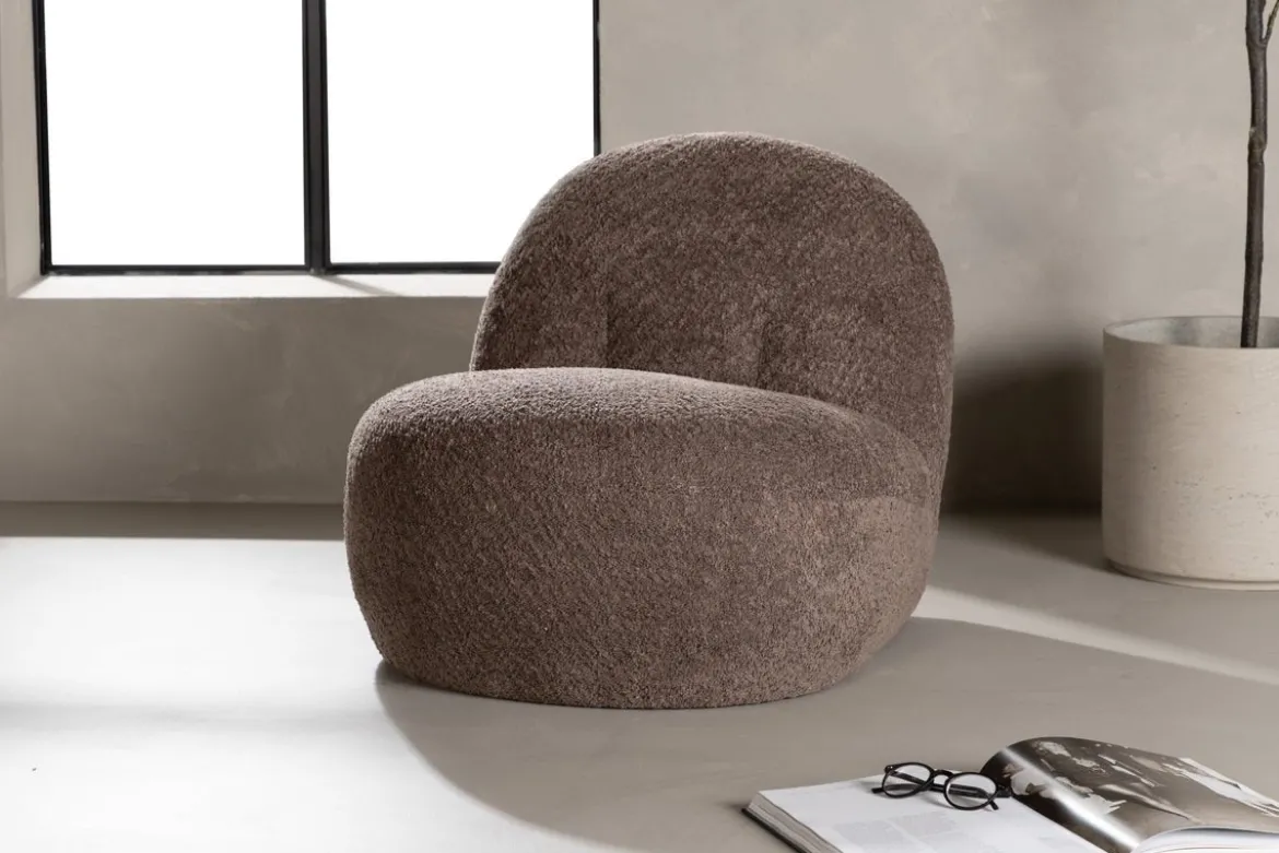 Designer Lounge Sessel Almvik – Bouclé Braun