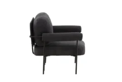 Designer Loungesessel Arvika – Anthrazit, Bouclé mit Stahlgestell