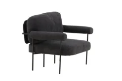 Designer Loungesessel Arvika – Anthrazit, Bouclé mit Stahlgestell