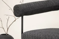Designer Loungesessel Haga – Anthrazit, Bouclé mit Stahlgestell