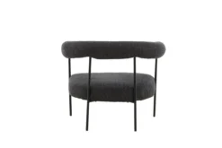 Designer Loungesessel Haga – Anthrazit, Bouclé mit Stahlgestell