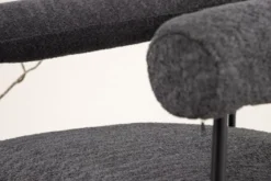 Designer Loungesessel Haga – Anthrazit, Bouclé mit Stahlgestell
