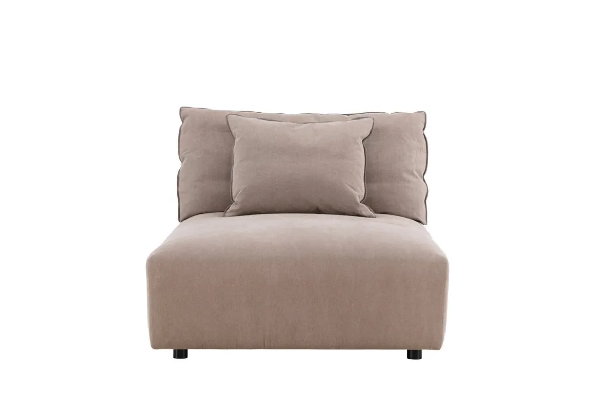 Designer Lounge Sessel Lanzia – Braun mit Leinenoptik