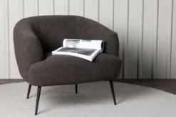 Designer Lounge Sessel Maleno – Bouclé-Relaxsessel in Anthrazit