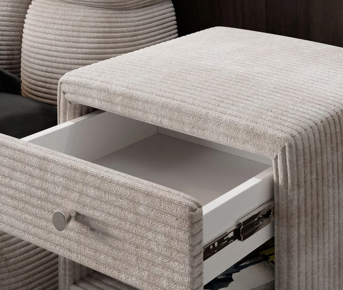 Designer Nachttisch Amy in Cord