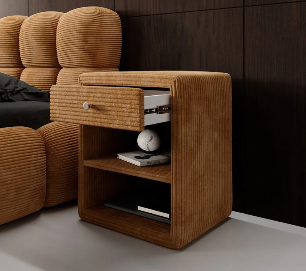 Designer Nachttisch Amy in Cord