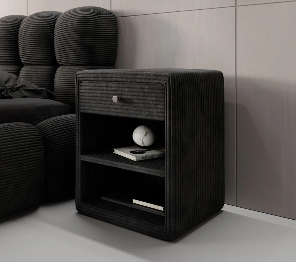 Designer Nachttisch Amy in Cord