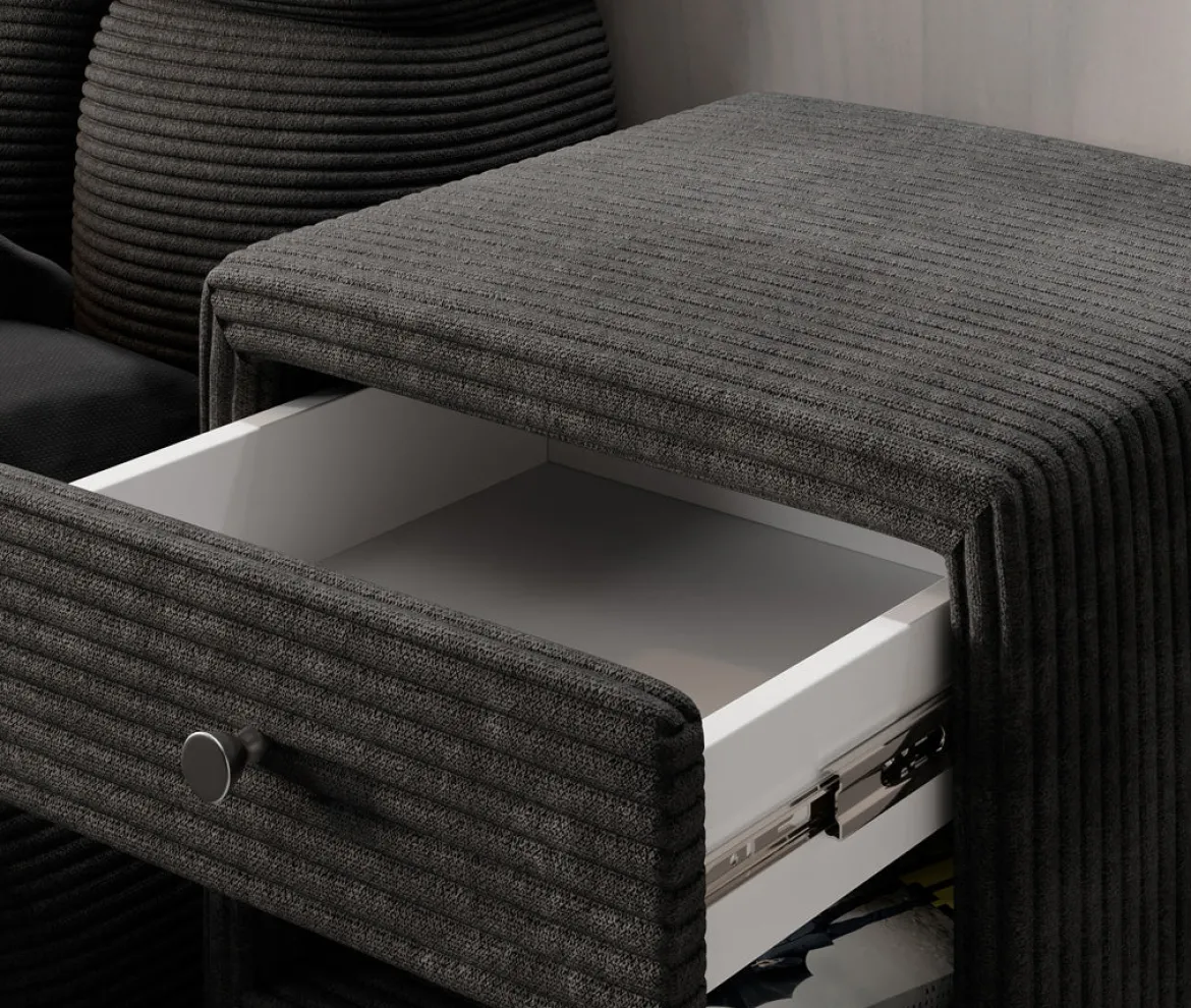 Designer Nachttisch Amy in Cord