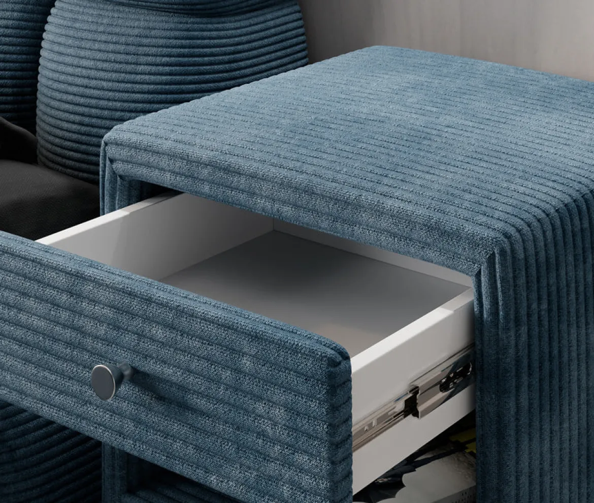 Designer Nachttisch Amy in Cord