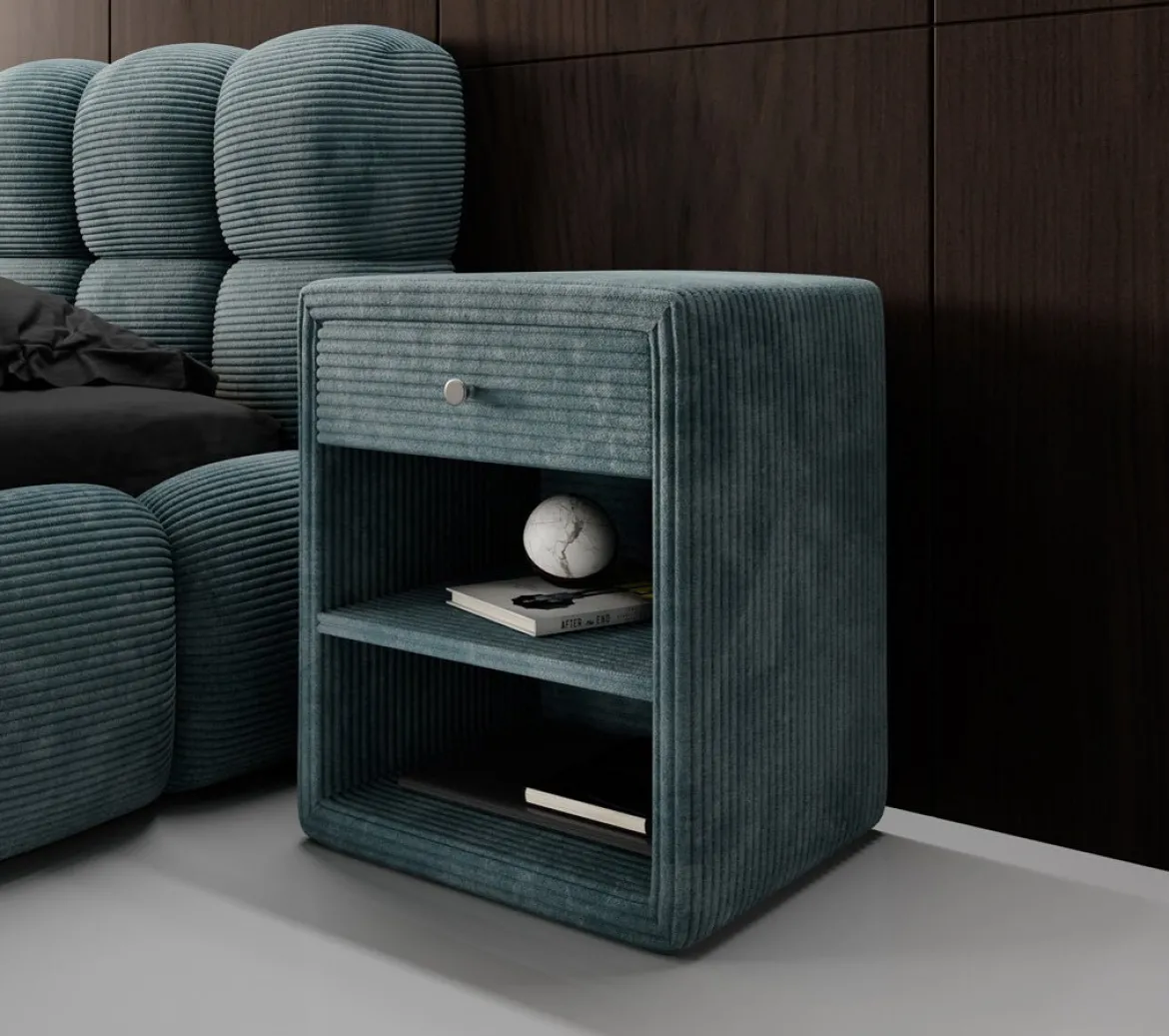 Designer Nachttisch Amy in Cord