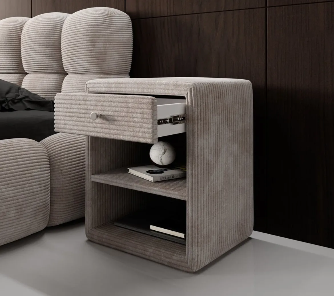 Designer Nachttisch Amy in Cord