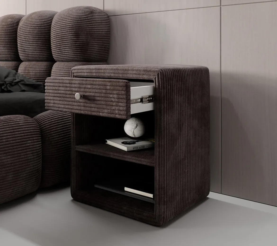 Designer Nachttisch Amy in Cord