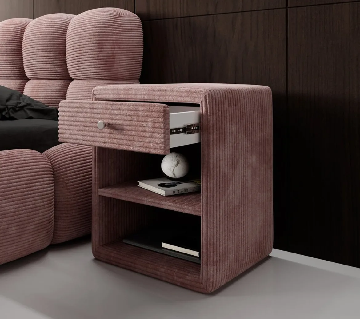 Designer Nachttisch Amy in Cord