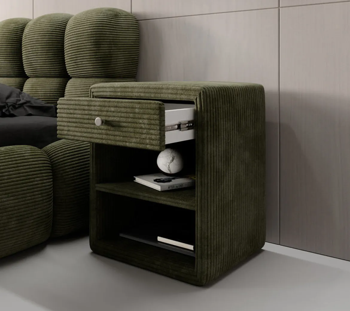 Designer Nachttisch Amy in Cord
