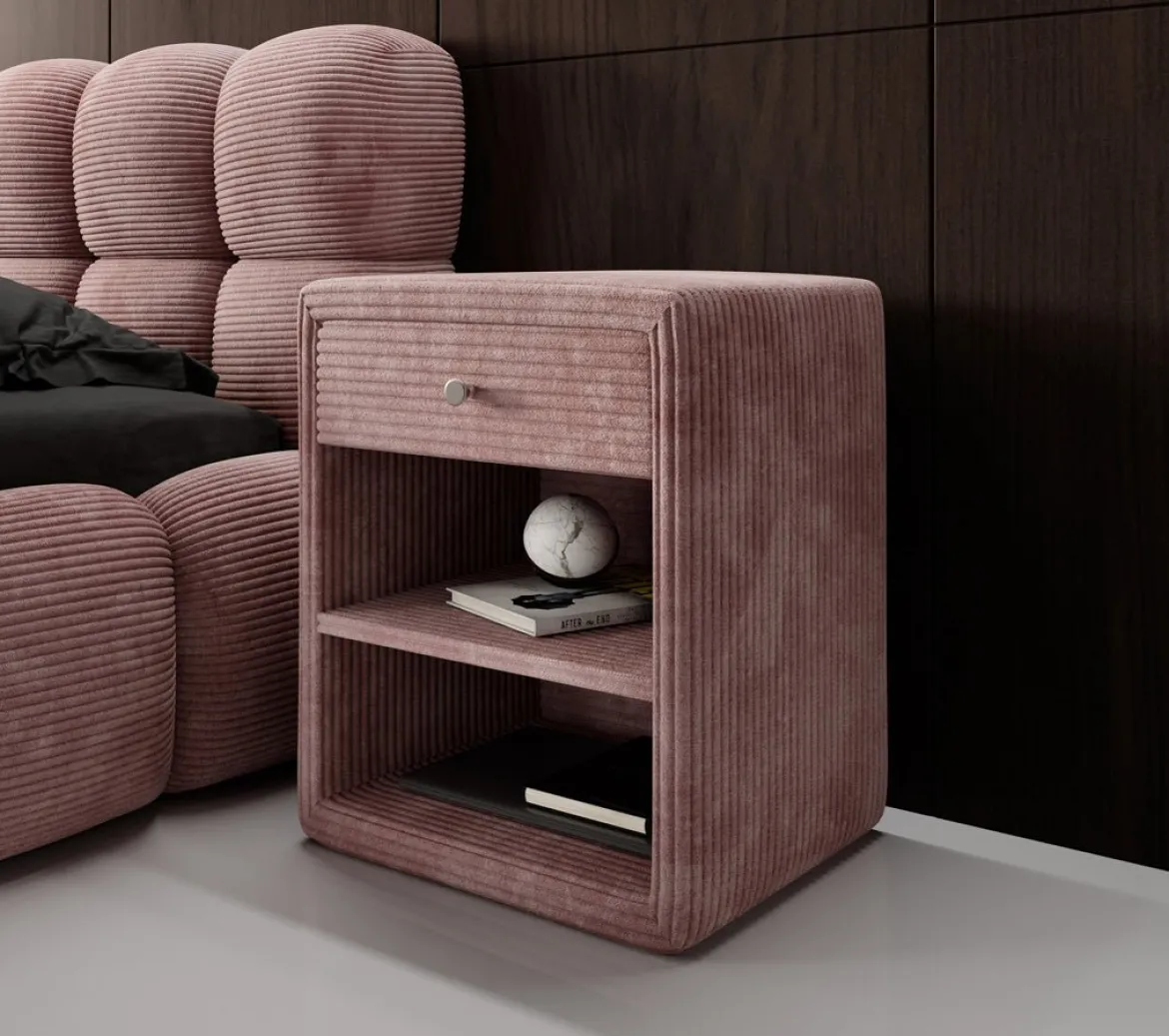 Designer Nachttisch Amy in Cord