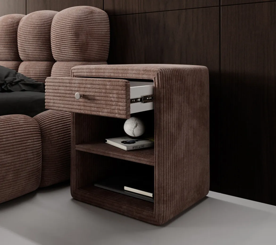 Designer Nachttisch Amy in Cord