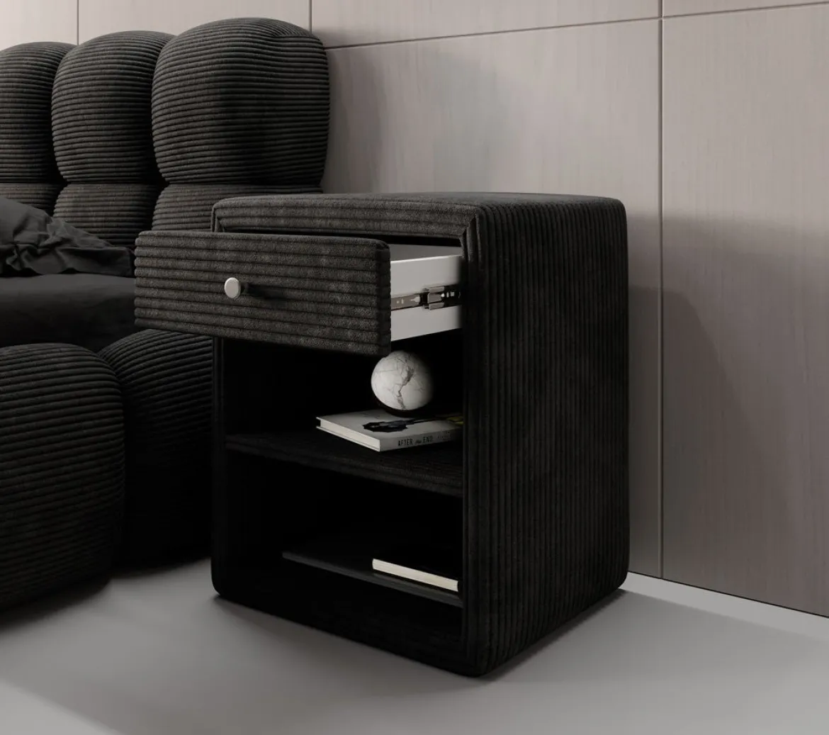 Designer Nachttisch Amy in Cord