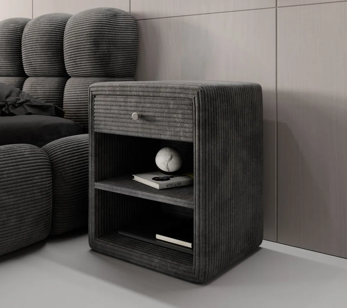 Designer Nachttisch Amy in Cord