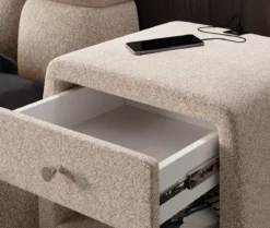 Designer Nachttisch Lilly mit USB Anschluss in Strukturstoff