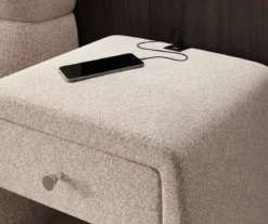 Designer Nachttisch Lilly mit USB Anschluss in Strukturstoff