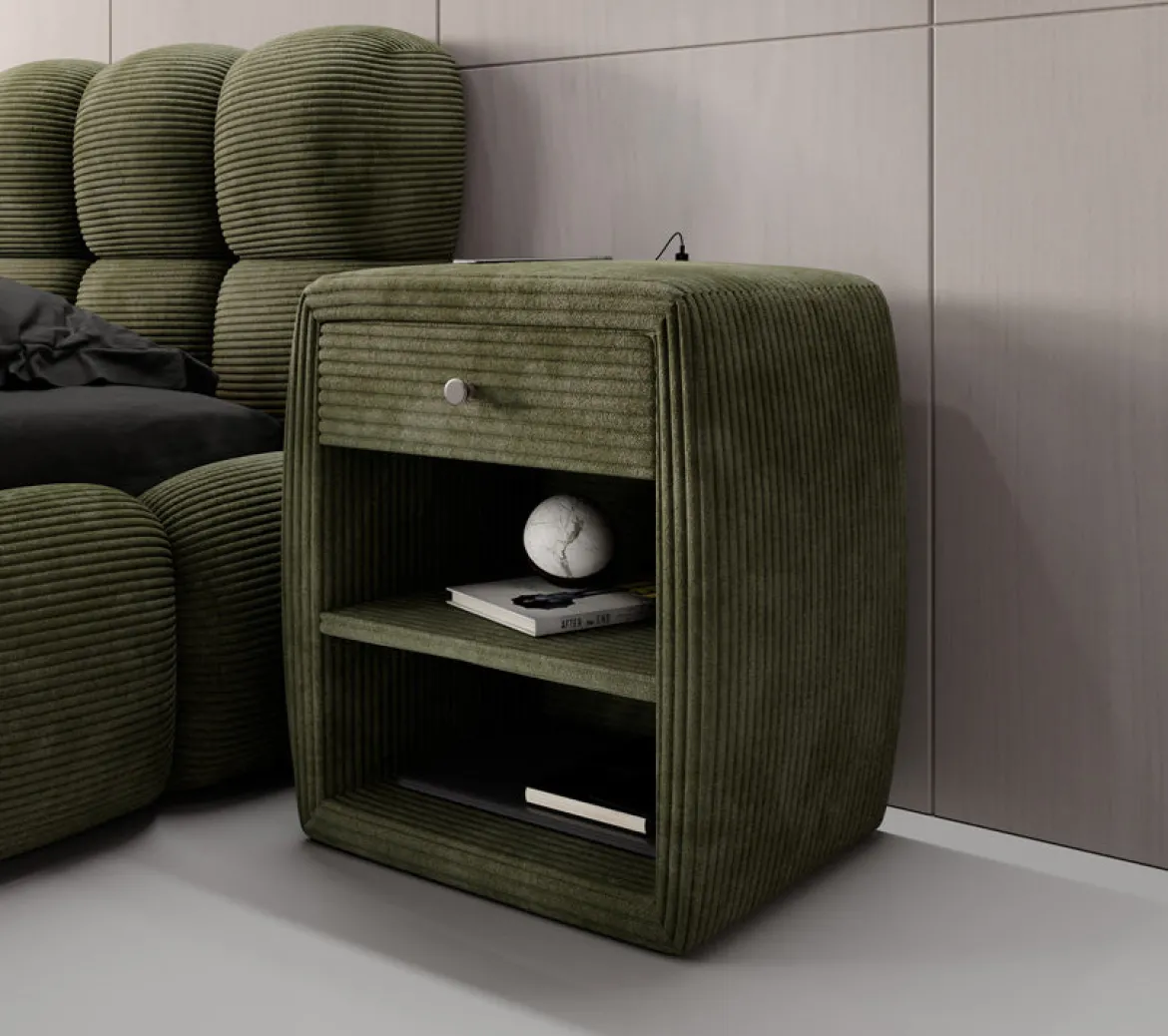 Designer Nachttisch Lilly mit USB Anschluss in Cord