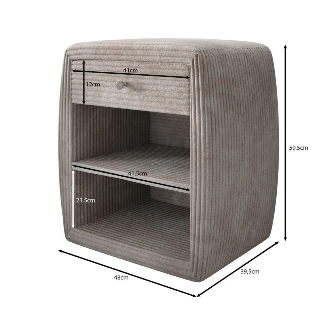 Designer Nachttisch Lilly mit USB Anschluss in Cord