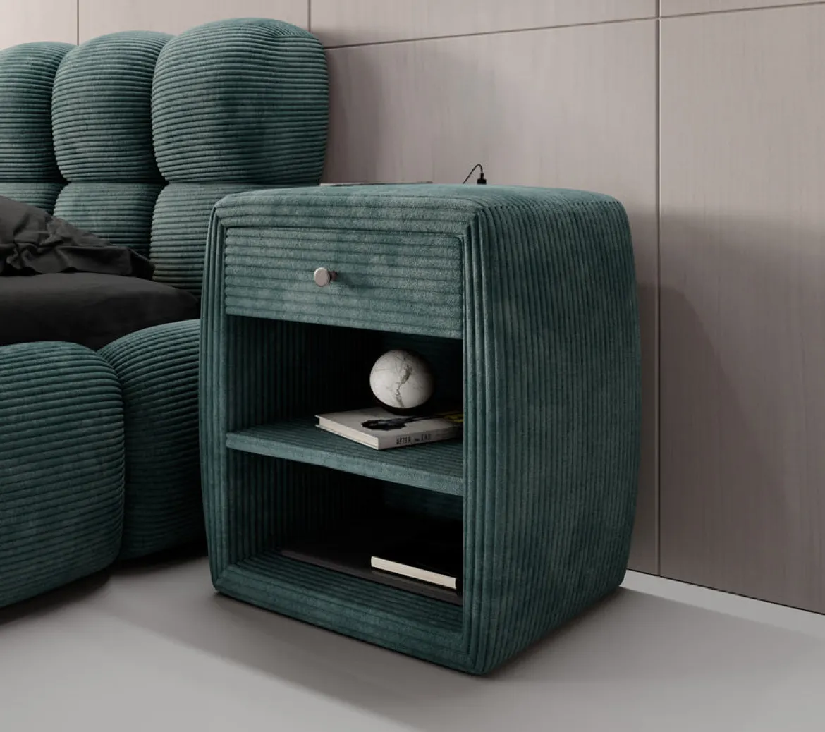 Designer Nachttisch Lilly mit USB Anschluss in Cord