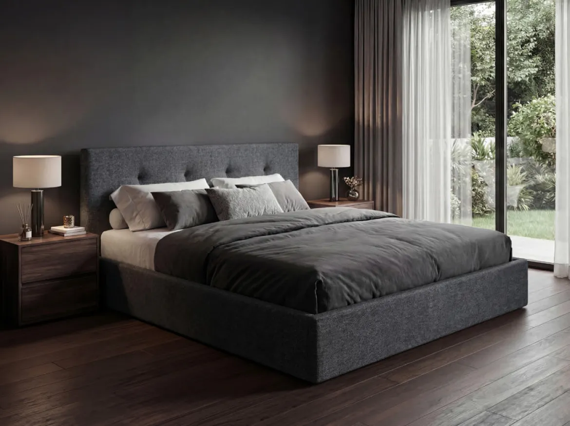 Designer Polsterbett Alva in Samt mit Stauraum