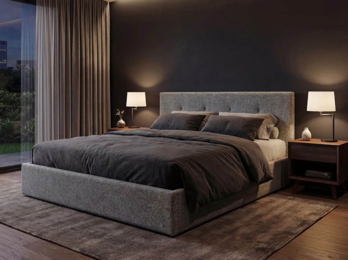 Designer Polsterbett Alva in Samt mit Stauraum