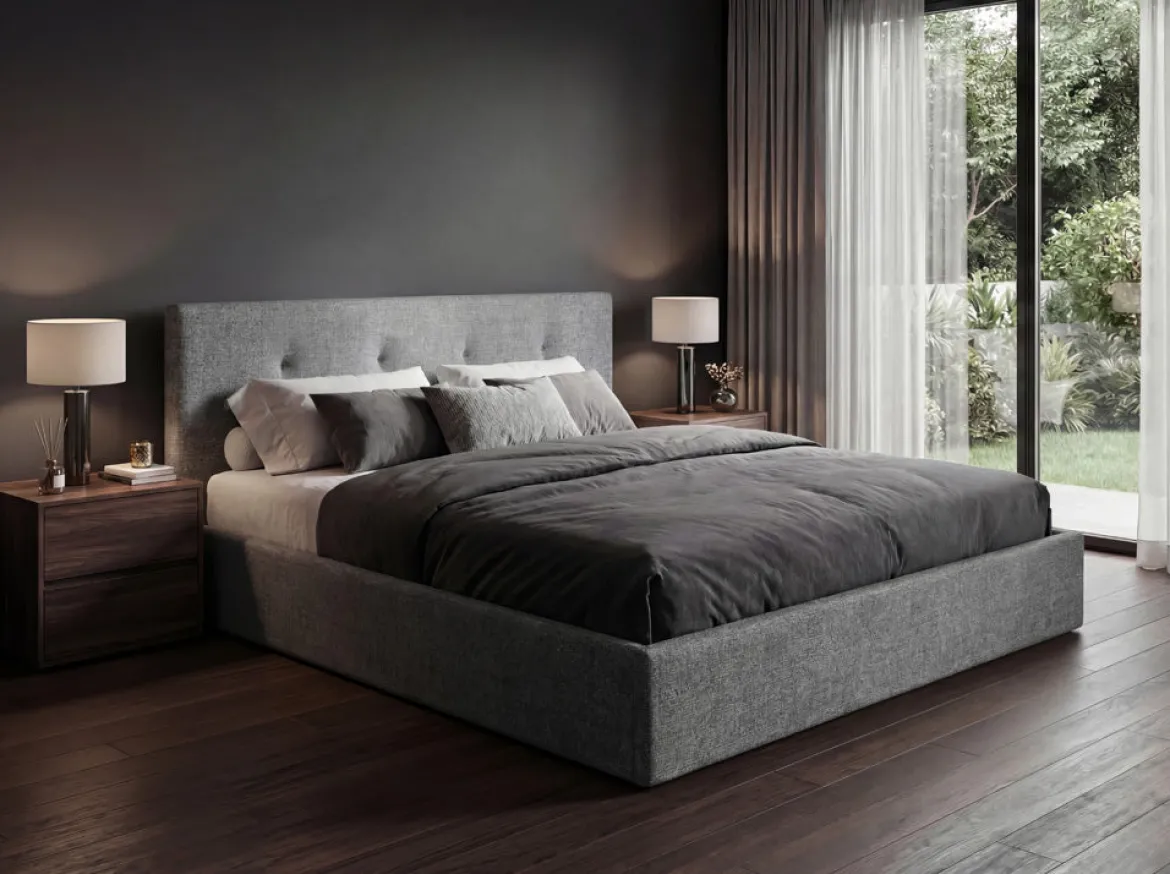 Designer Polsterbett Alva in Samt mit Stauraum