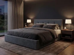 Designer Polsterbett Alva in Samt mit Stauraum
