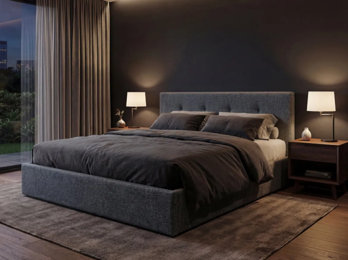 Designer Polsterbett Alva in Samt mit Stauraum