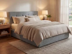 Designer Polsterbett Alva in Samt mit Stauraum