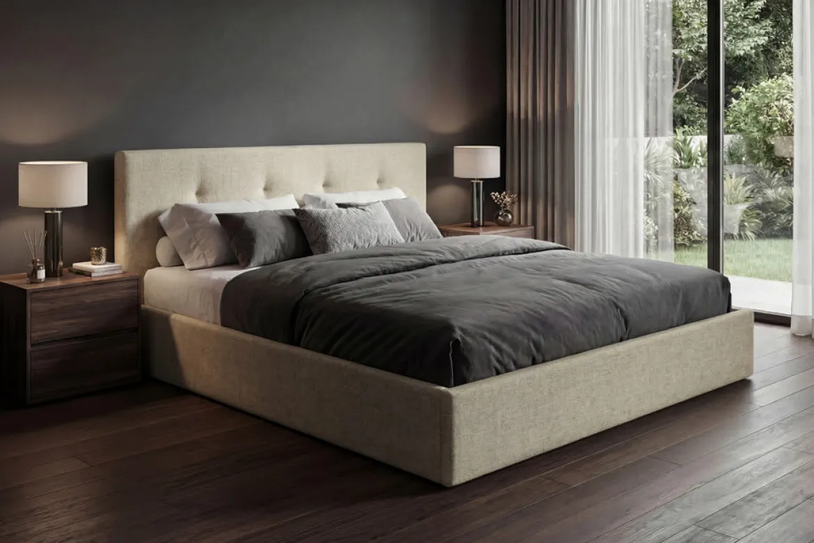 Designer Polsterbett Alva in Samt mit Stauraum