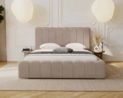 Designer Polsterbett Alvano in Samt mit Stauraum