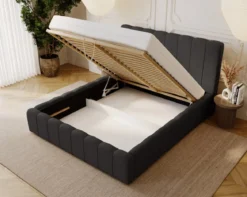 Designer Polsterbett Alvano in Samt mit Stauraum