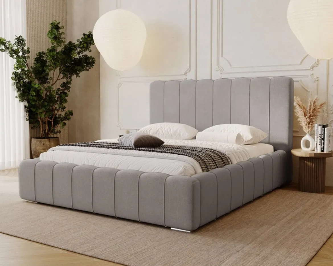 Designer Polsterbett Alvano in Samt mit Stauraum