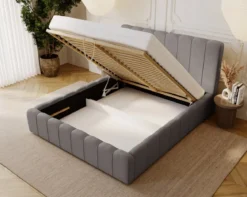 Designer Polsterbett Alvano in Samt mit Stauraum