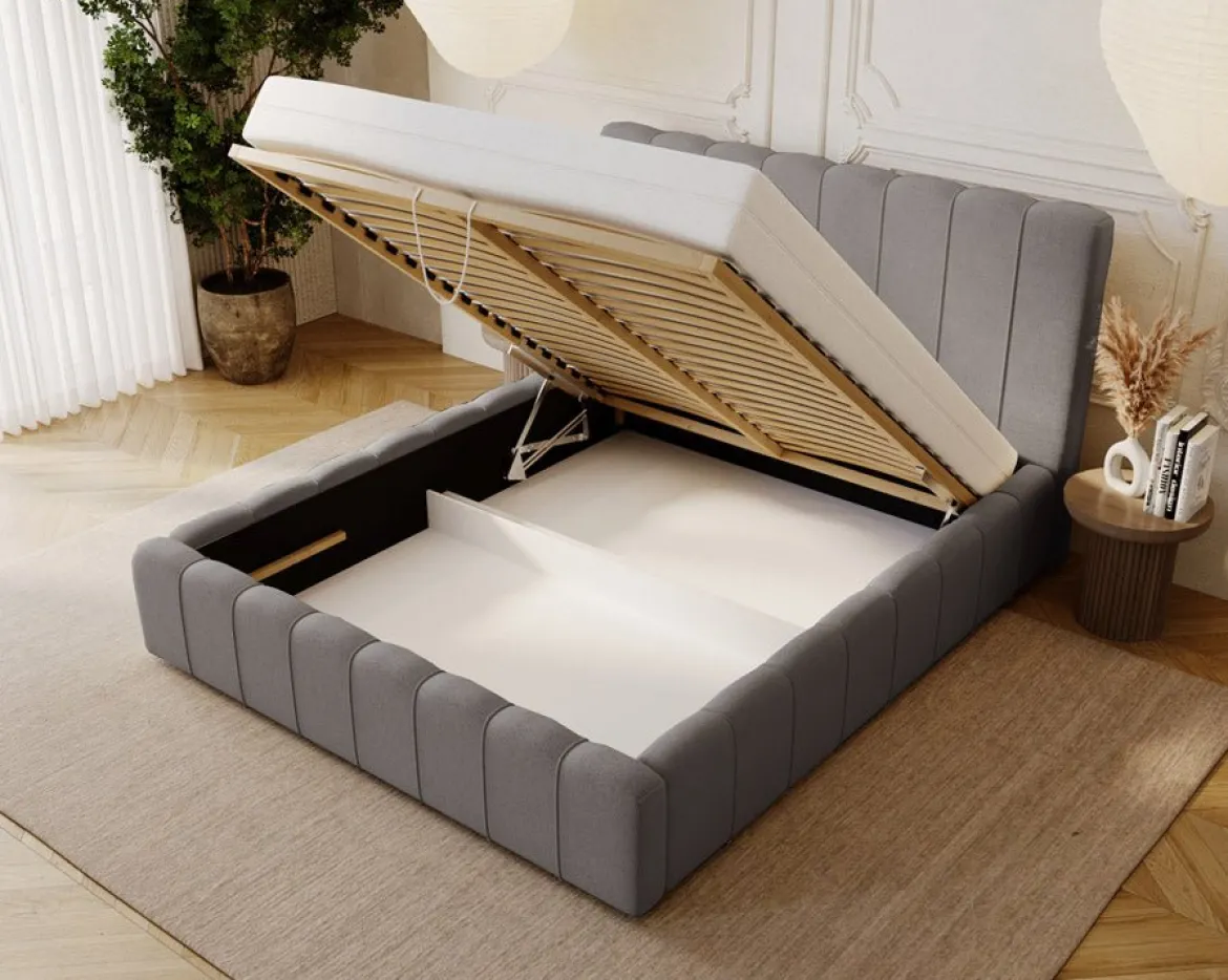 Designer Polsterbett Alvano in Samt mit Stauraum