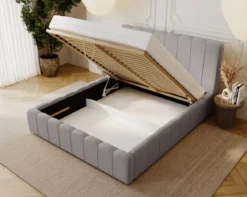 Designer Polsterbett Alvano in Samt mit Stauraum
