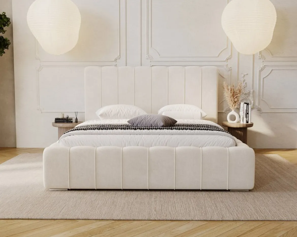 Designer Polsterbett Alvano in Samt mit Stauraum