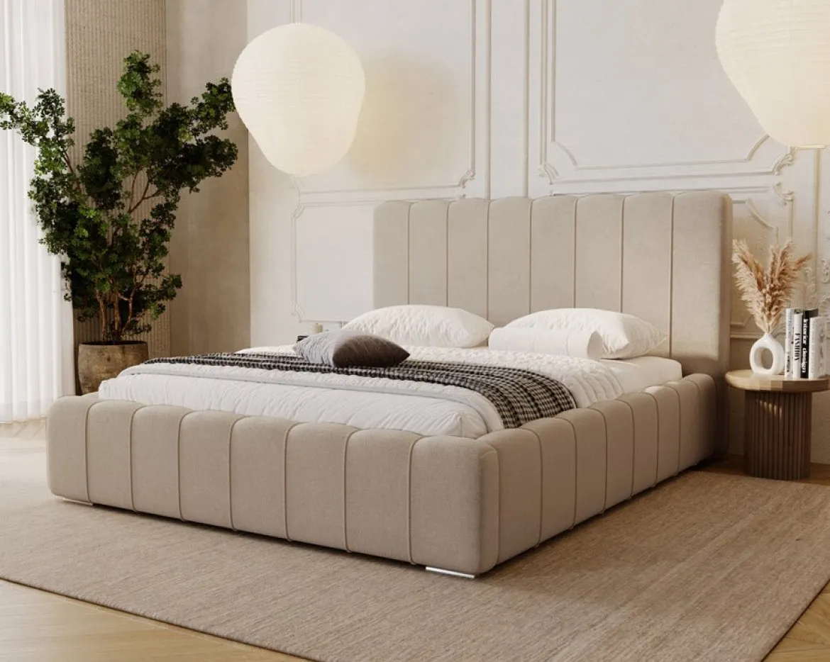 Designer Polsterbett Alvano in Samt mit Stauraum