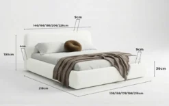 Designer Polsterbett Arosa in Bouclé mit Stauraum