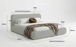 Designer Polsterbett Arosa in Bouclé mit Stauraum